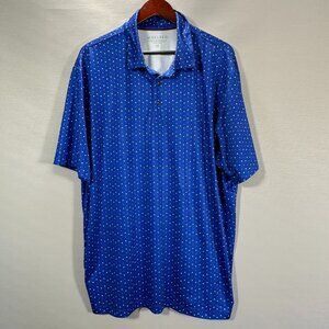 Maelreg Performance Polo Mens 2XL Shirt Short Sleeve Red White Blue Stars Print